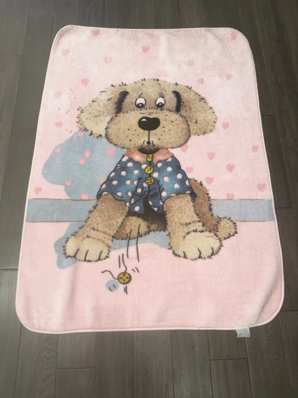 Plush Pink Puppy  Blanket with Cartoon Dog Print 52x37